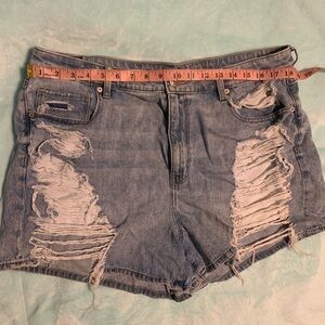 American Eagle Outfitters Light Blue Distressed Jean Shorts